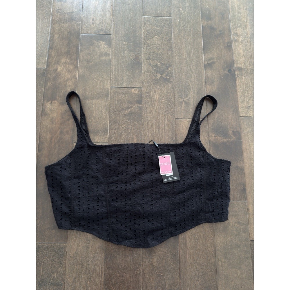 NWT Pretty Little Thing Black Eyelet Corset and Skirt Women's Size US 26 Set - Picture 6 of 14